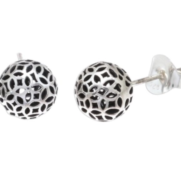 Sterling Silver Stud Earrings - Picture 2 of 3